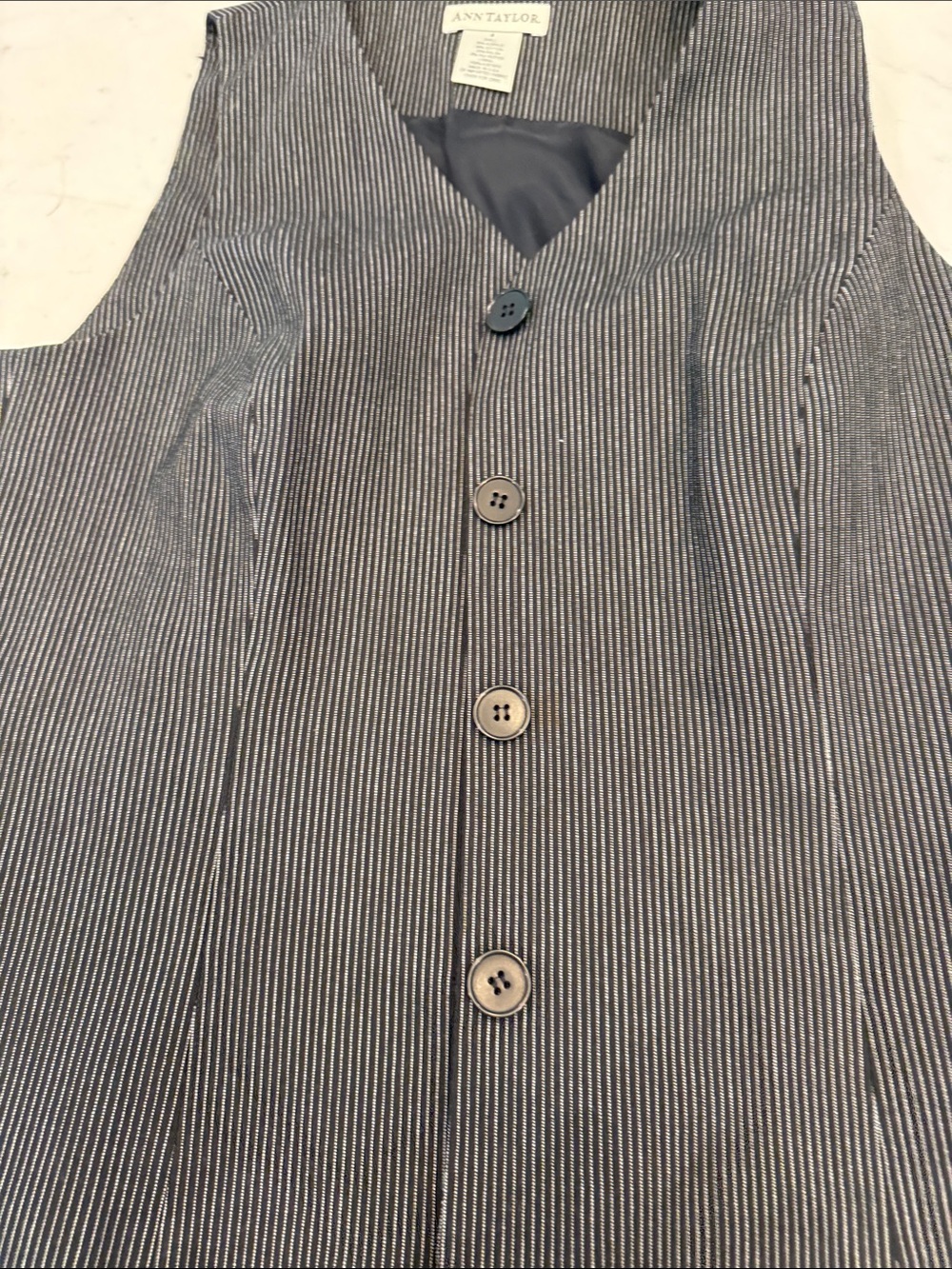 Ann Taylor Black Pinstripe Tailored Vest